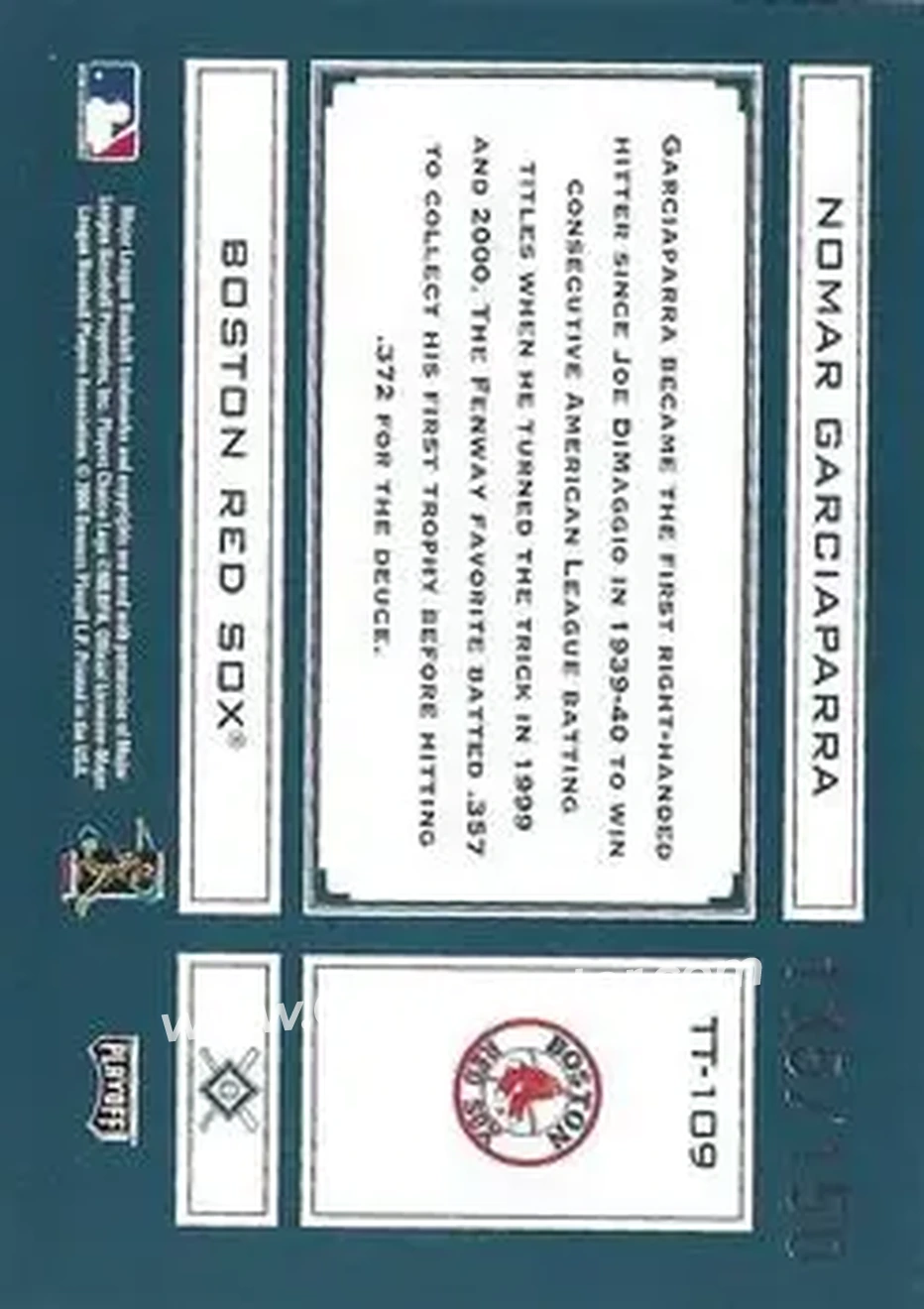 2004 Playoff Absolute Memorabilia - Tools of the Trade Green #TT-109 - Nomar Garciaparra - Boston Red Sox - Back