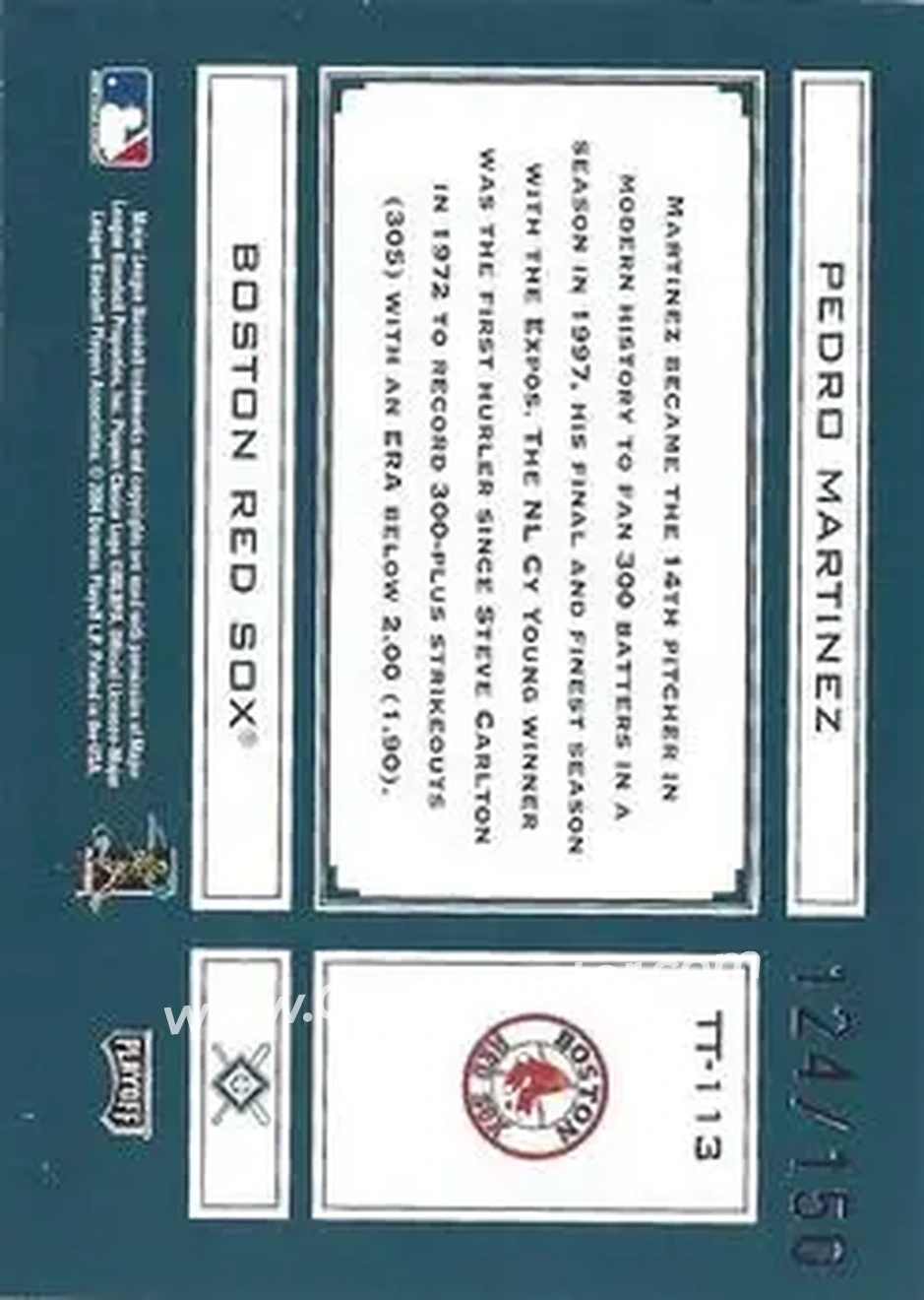 2004 Playoff Absolute Memorabilia - Tools of the Trade Green #TT-113 - Pedro Martinez - Boston Red Sox - Back