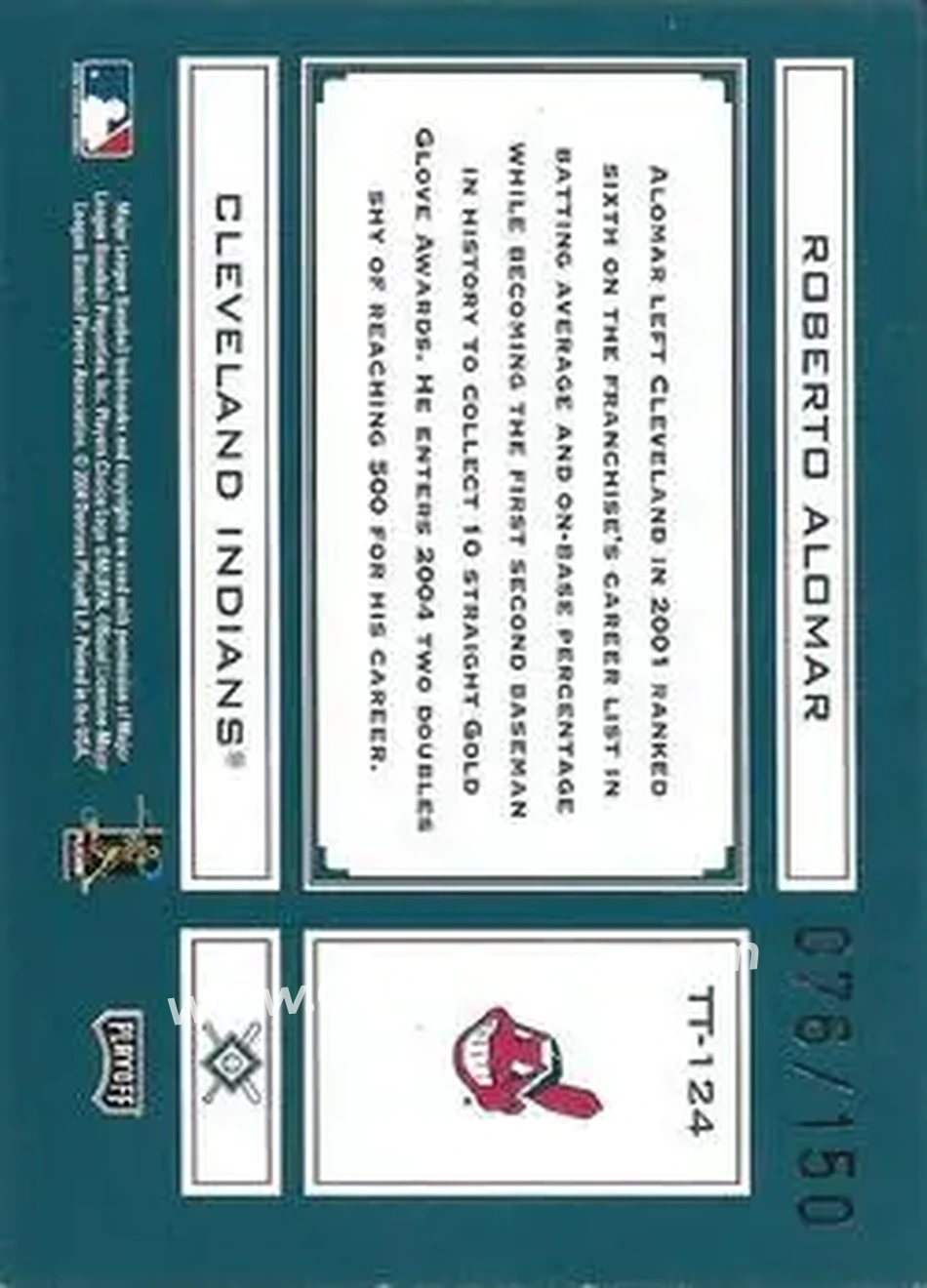 2004 Playoff Absolute Memorabilia - Tools of the Trade Green #TT-124 - Roberto Alomar - Cleveland Indians - Back