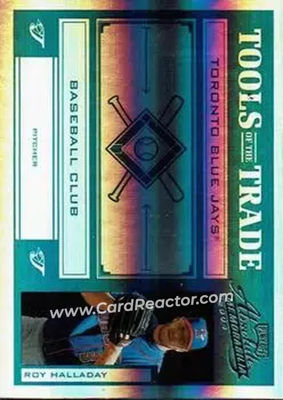 2004 Playoff Absolute Memorabilia - Tools of the Trade Green Spectrum #TT-129 - Roy Halladay - Toronto Blue Jays - Front 2004 Playoff Absolute Memorabilia - Tools of the Trade Green Spectrum #TT-129 - Roy Halladay - Toronto Blue Jays - Front