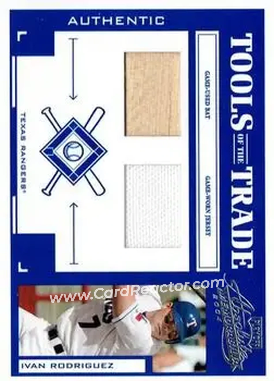 2004 Playoff Absolute Memorabilia - Tools of the Trade Material Combo #TT-59 - Ivan Rodriguez - Texas Rangers - Front