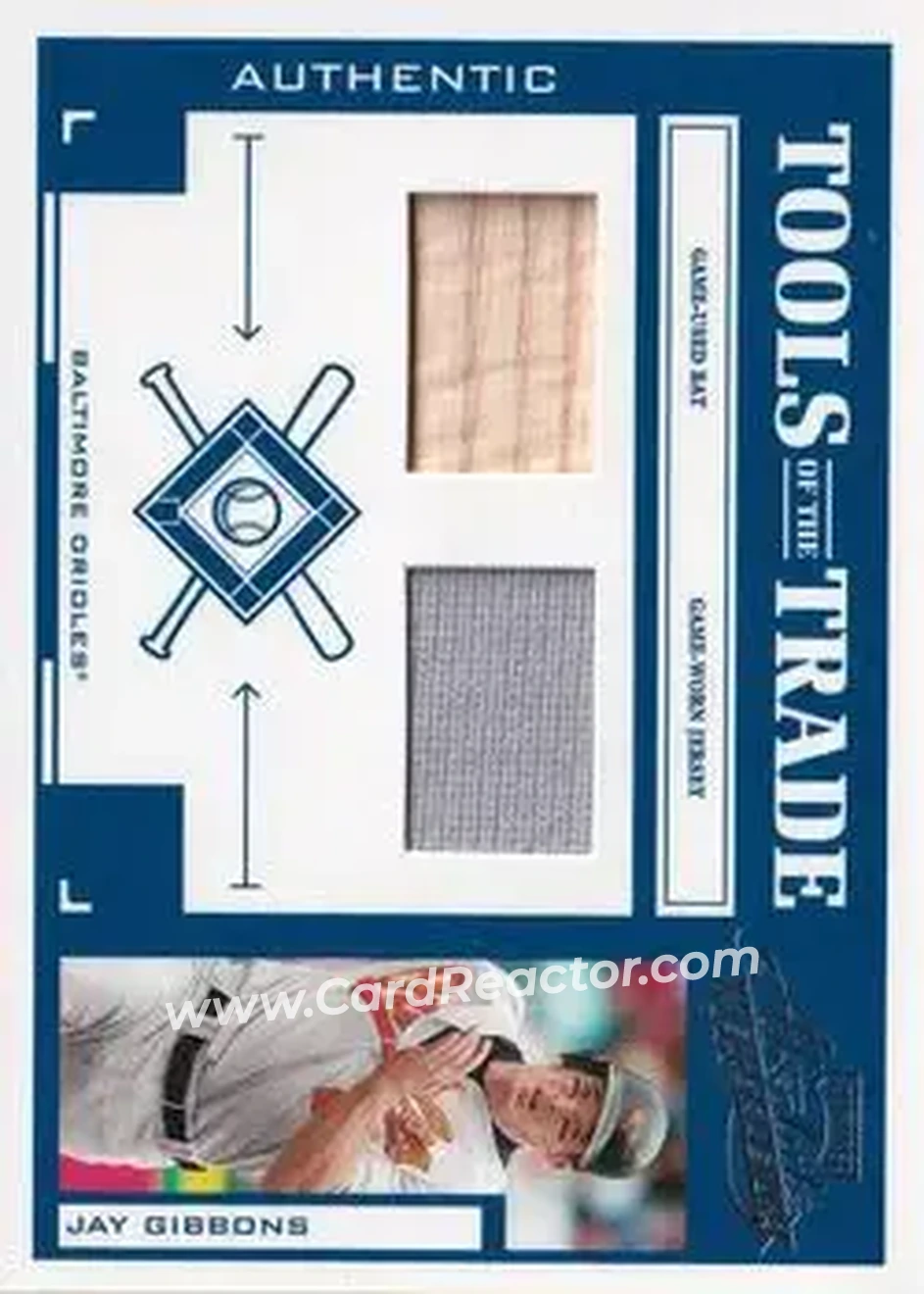 2004 Playoff Absolute Memorabilia - Tools of the Trade Material Combo #TT-65 - Jay Gibbons - Baltimore Orioles - Front