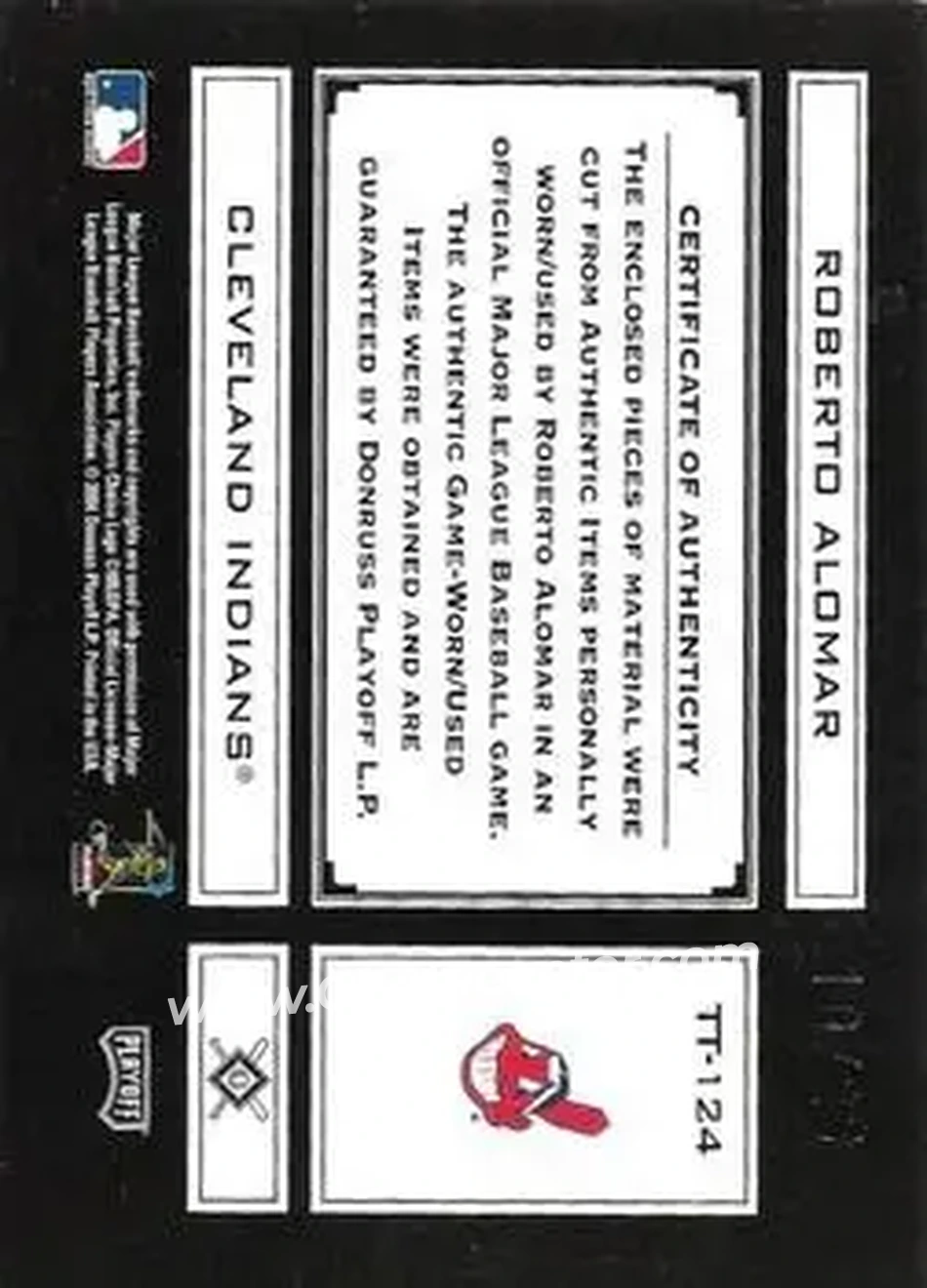 2004 Playoff Absolute Memorabilia - Tools of the Trade Material Combo PS #TT-124 - Roberto Alomar - Cleveland Indians - Back