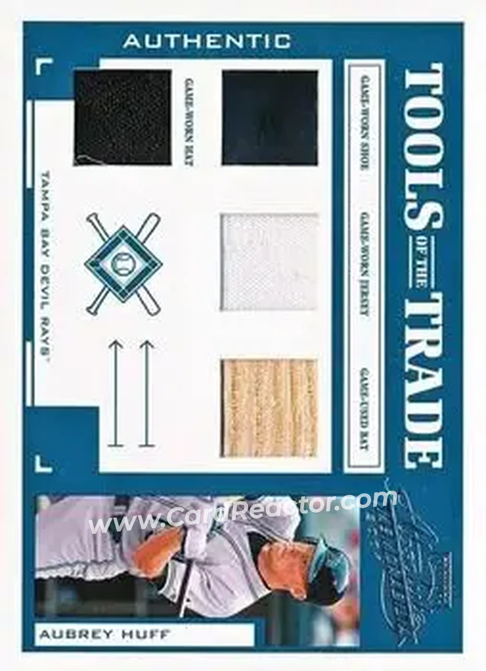 2004 Playoff Absolute Memorabilia - Tools of the Trade Material Quad #TT-16 - Aubrey Huff - Tampa Bay Devil Rays - Front
