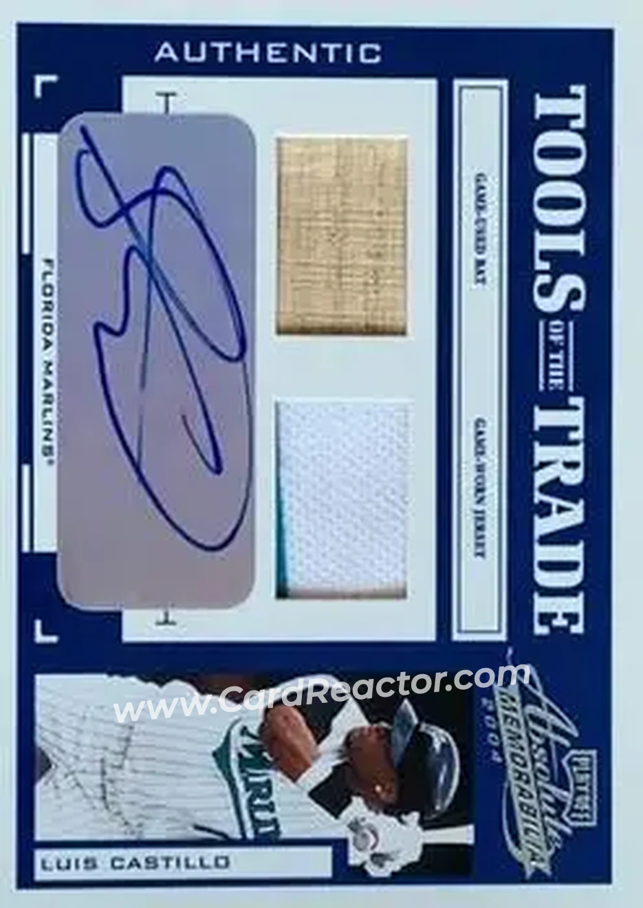2004 Playoff Absolute Memorabilia - Tools of the Trade Material Signature Combo #TT-82 - Luis Castillo - Florida Marlins - Front