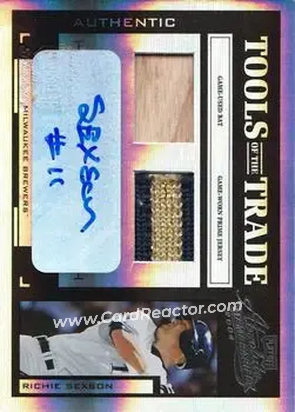2004 Playoff Absolute Memorabilia - Tools of the Trade Material Signature Combo PS #TT-120 - Richie Sexson - Milwaukee Brewers - Front