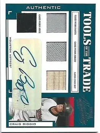 2004 Playoff Absolute Memorabilia - Tools of the Trade Material Signature Quad #TT-33 - Craig Biggio - Houston Astros