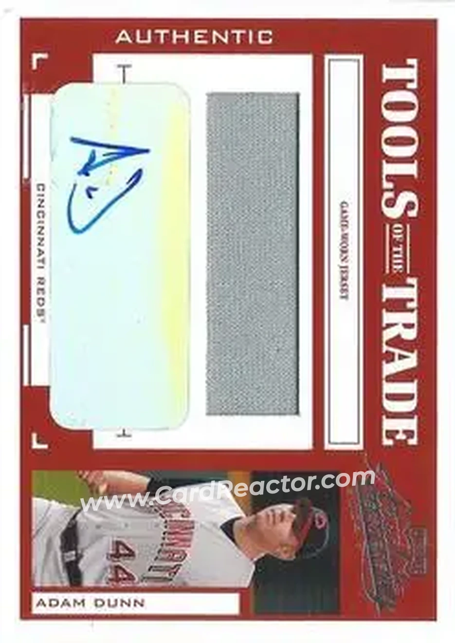2004 Playoff Absolute Memorabilia - Tools of the Trade Material Signature Single #TT-2 - Adam Dunn - Cincinnati Reds - Front