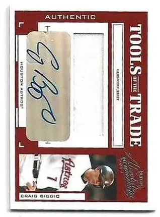 2004 Playoff Absolute Memorabilia - Tools of the Trade Material Signature Single #TT-32 - Craig Biggio - Houston Astros