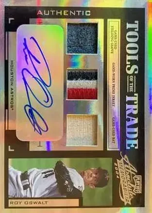 2004 Playoff Absolute Memorabilia - Tools of the Trade Material Signature Trio PS #TT-130 - Roy Oswalt - Houston Astros
