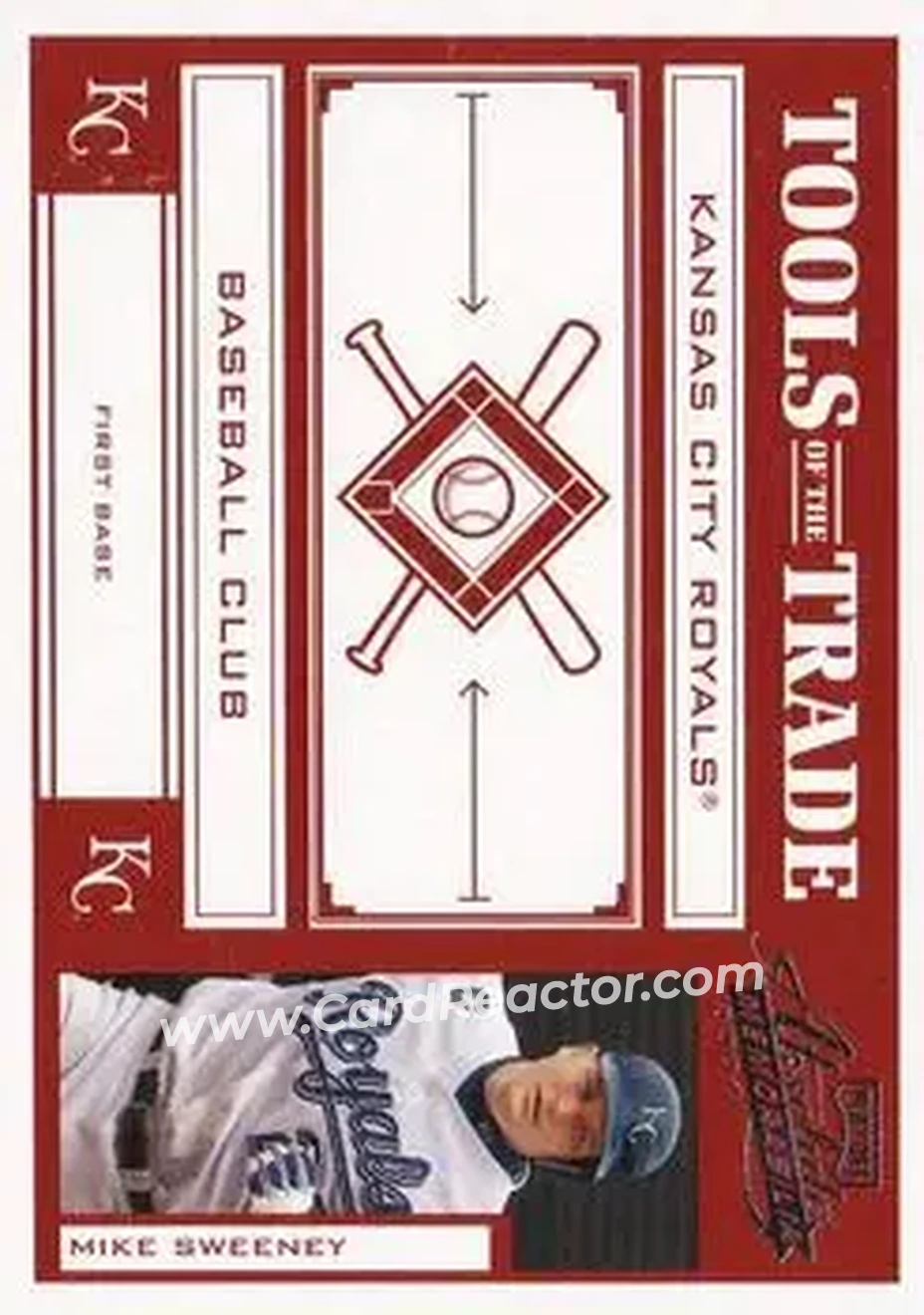 2004 Playoff Absolute Memorabilia - Tools of the Trade Red #TT-104 - Mike Sweeney - Kansas City Royals - Front 2004 Playoff Absolute Memorabilia - Tools of the Trade Red #TT-104 - Mike Sweeney - Kansas City Royals - Front