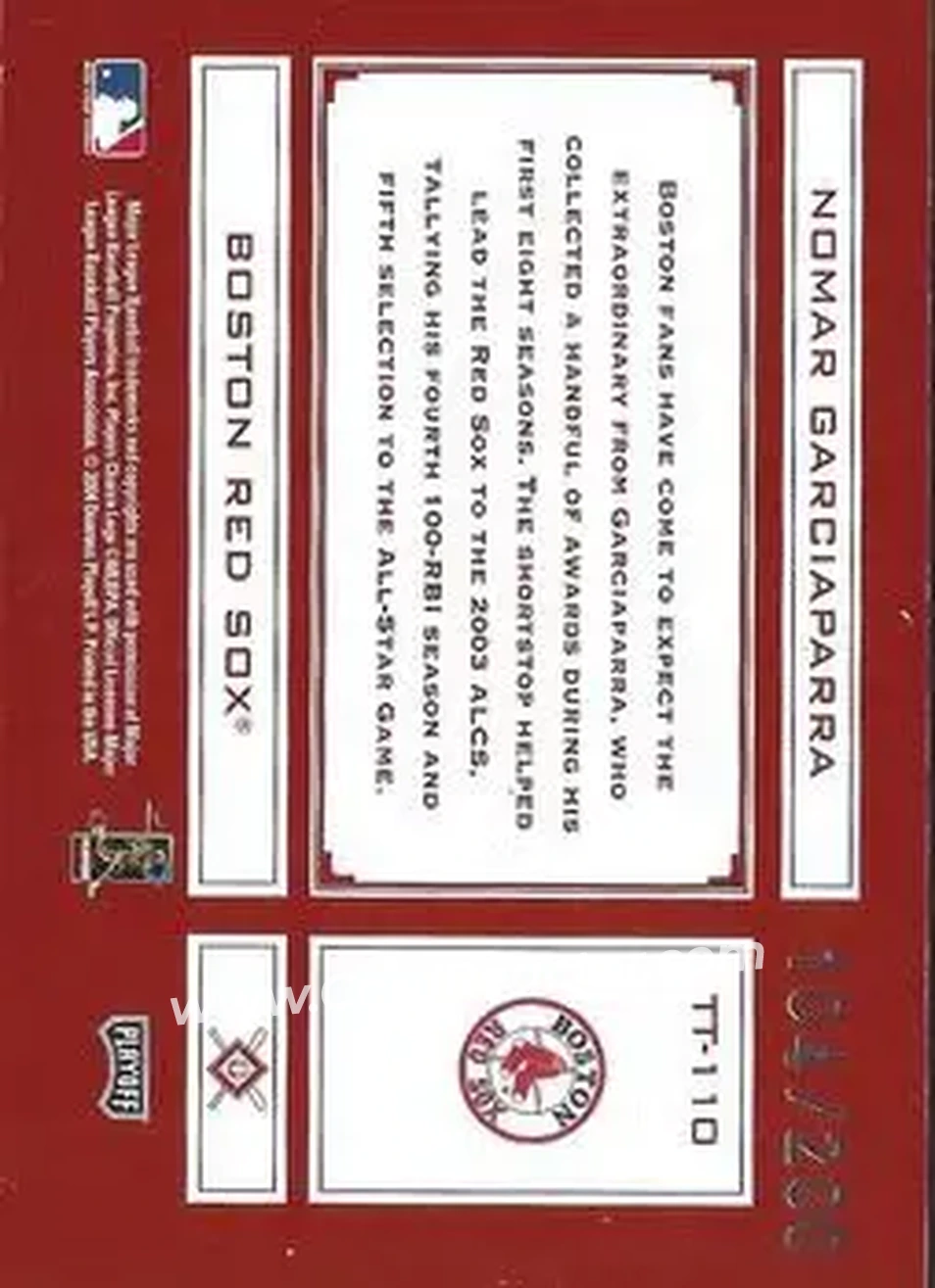 2004 Playoff Absolute Memorabilia - Tools of the Trade Red #TT-110 - Nomar Garciaparra - Boston Red Sox - Back