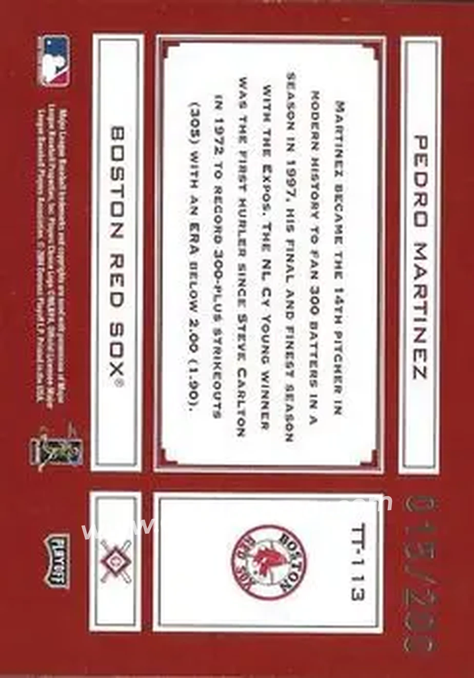 2004 Playoff Absolute Memorabilia - Tools of the Trade Red #TT-113 - Pedro Martinez - Boston Red Sox - Back