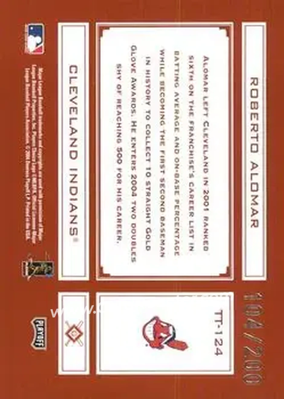2004 Playoff Absolute Memorabilia - Tools of the Trade Red #TT-124 - Roberto Alomar - Cleveland Indians - Back