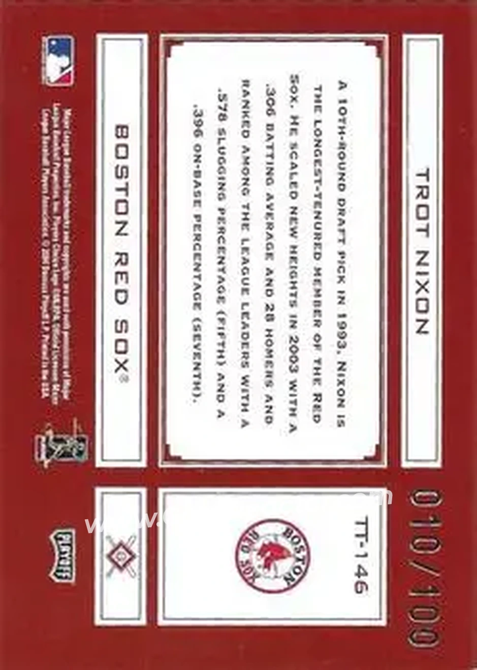 2004 Playoff Absolute Memorabilia - Tools of the Trade Red Spectrum #TT-146 - Trot Nixon - Boston Red Sox - Back