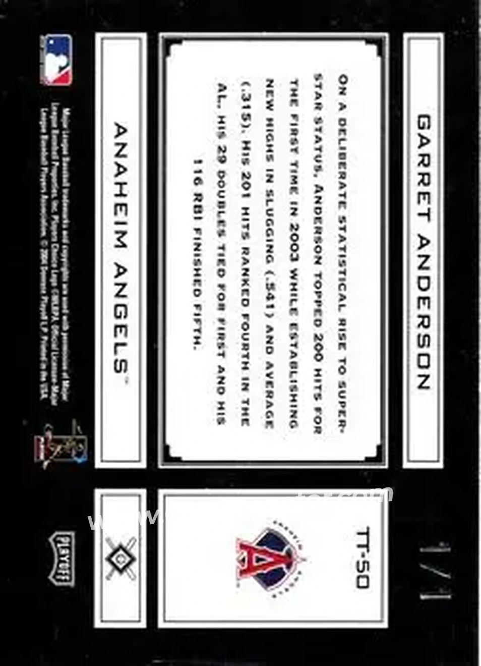 2004 Playoff Absolute Memorabilia - Tools of the Trade Signature Black Spectrum #TT-50 - Garret Anderson - Anaheim Angels - Back