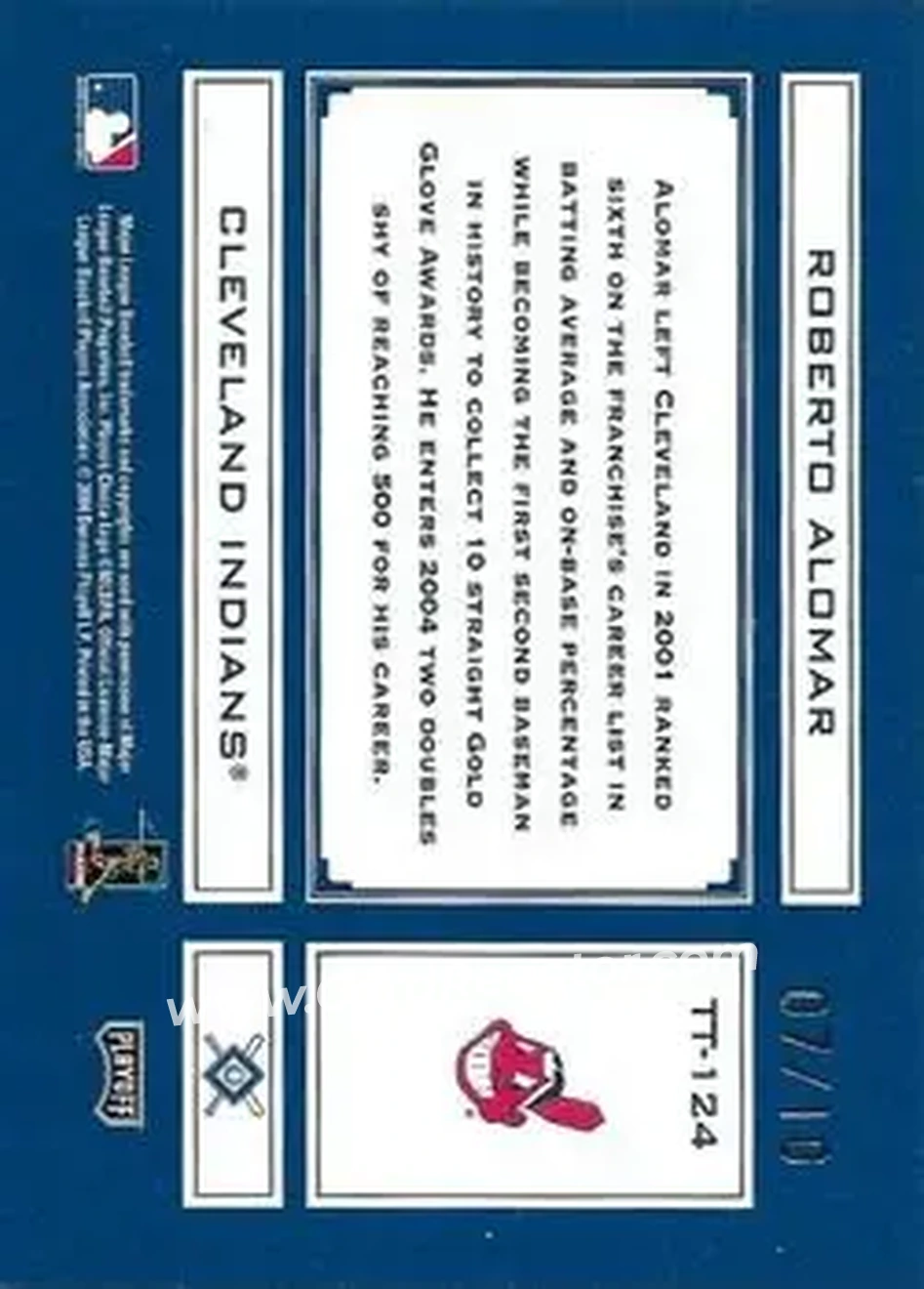 2004 Playoff Absolute Memorabilia - Tools of the Trade Signature Blue Spectrum #TT-124 - Roberto Alomar - Cleveland Indians - Back