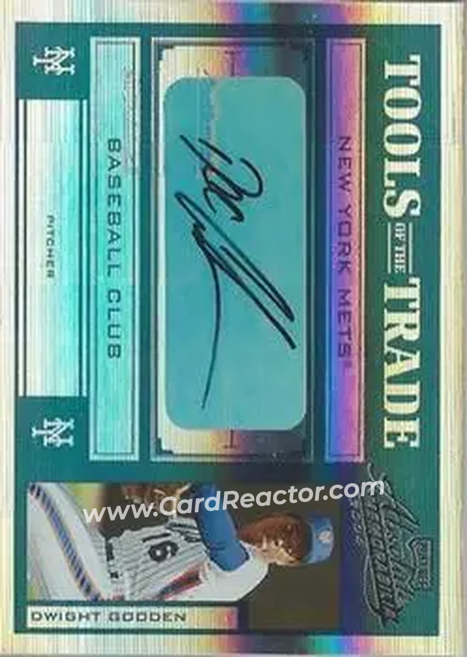 2004 Playoff Absolute Memorabilia - Tools of the Trade Signature Green Spectrum #TT-45 - Dwight Gooden - New York Mets - Front 2004 Playoff Absolute Memorabilia - Tools of the Trade Signature Green Spectrum #TT-45 - Dwight Gooden - New York Mets - Front