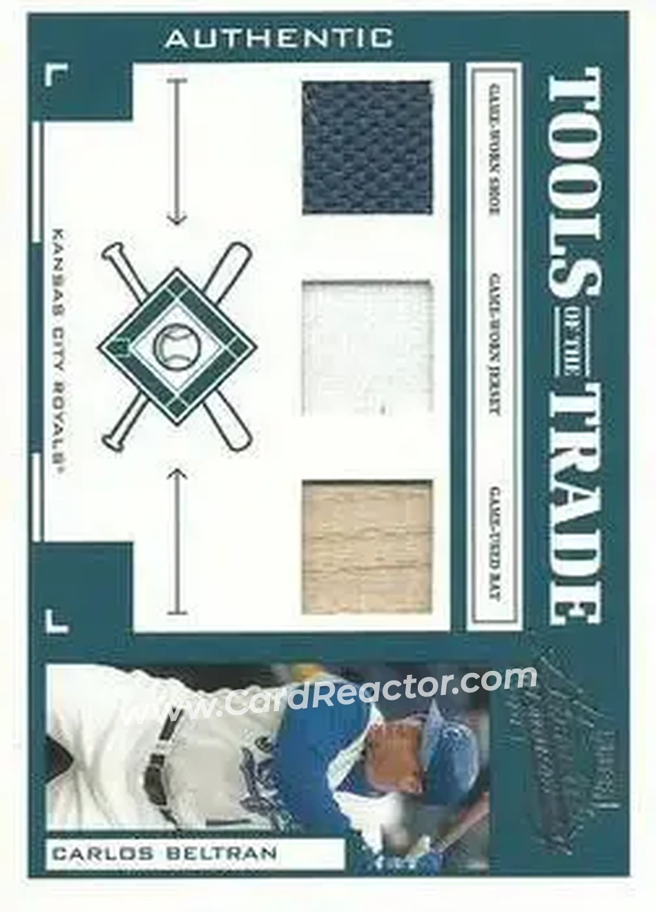 2004 Playoff Absolute Memorabilia - Tools of the Trade Material Trio #TT-26 - Carlos Beltran - Kansas City Royals - Front