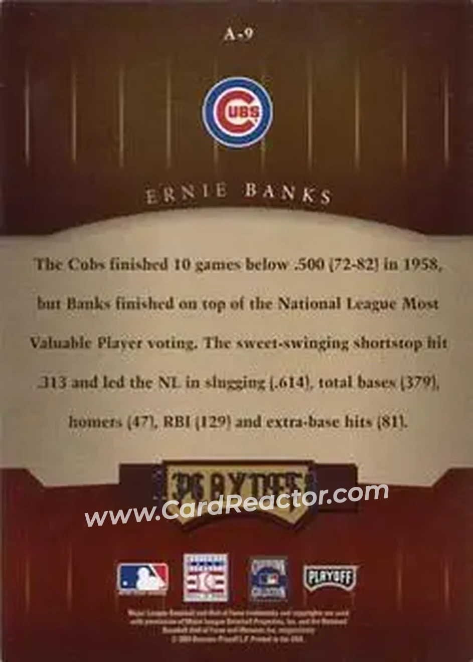 2004 Playoff Honors - Awards #A-9 - Ernie Banks - Chicago Cubs - Back 2004 Playoff Honors - Awards #A-9 - Ernie Banks - Chicago Cubs - Back