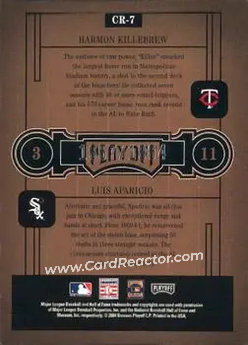 2004 Playoff Honors - Class Reunion #CR-7 - Harmon Killebrew - Luis Aparicio - Back