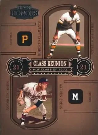 2004 Playoff Honors #CR-10 Class Reunion Roberto Clemente - Warren Spahn