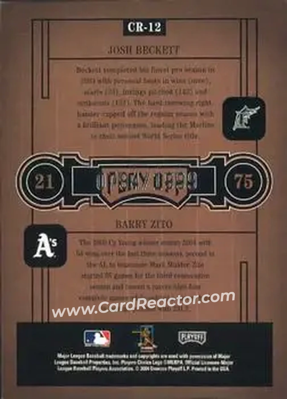 2004 Playoff Honors - Class Reunion #CR-12 - Josh Beckett - Barry Zito - Back