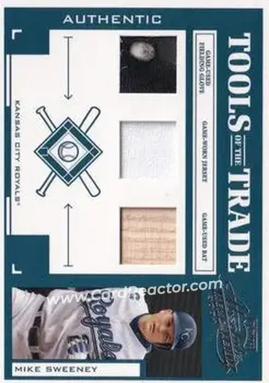 2004 Playoff Absolute Memorabilia - Tools of the Trade Material Trio #TT-104 - Mike Sweeney - Kansas City Royals - Front