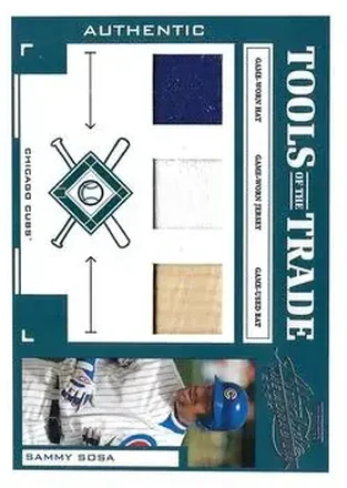 2004 Playoff Absolute Memorabilia - Tools of the Trade Material Trio #TT-132 - Sammy Sosa - Chicago Cubs