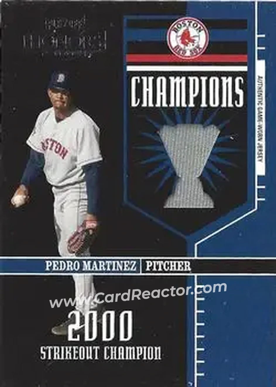2004 Playoff Honors - Champions Jersey #C-16 - Pedro Martinez - Boston Red Sox - Front 2004 Playoff Honors - Champions Jersey #C-16 - Pedro Martinez - Boston Red Sox - Front