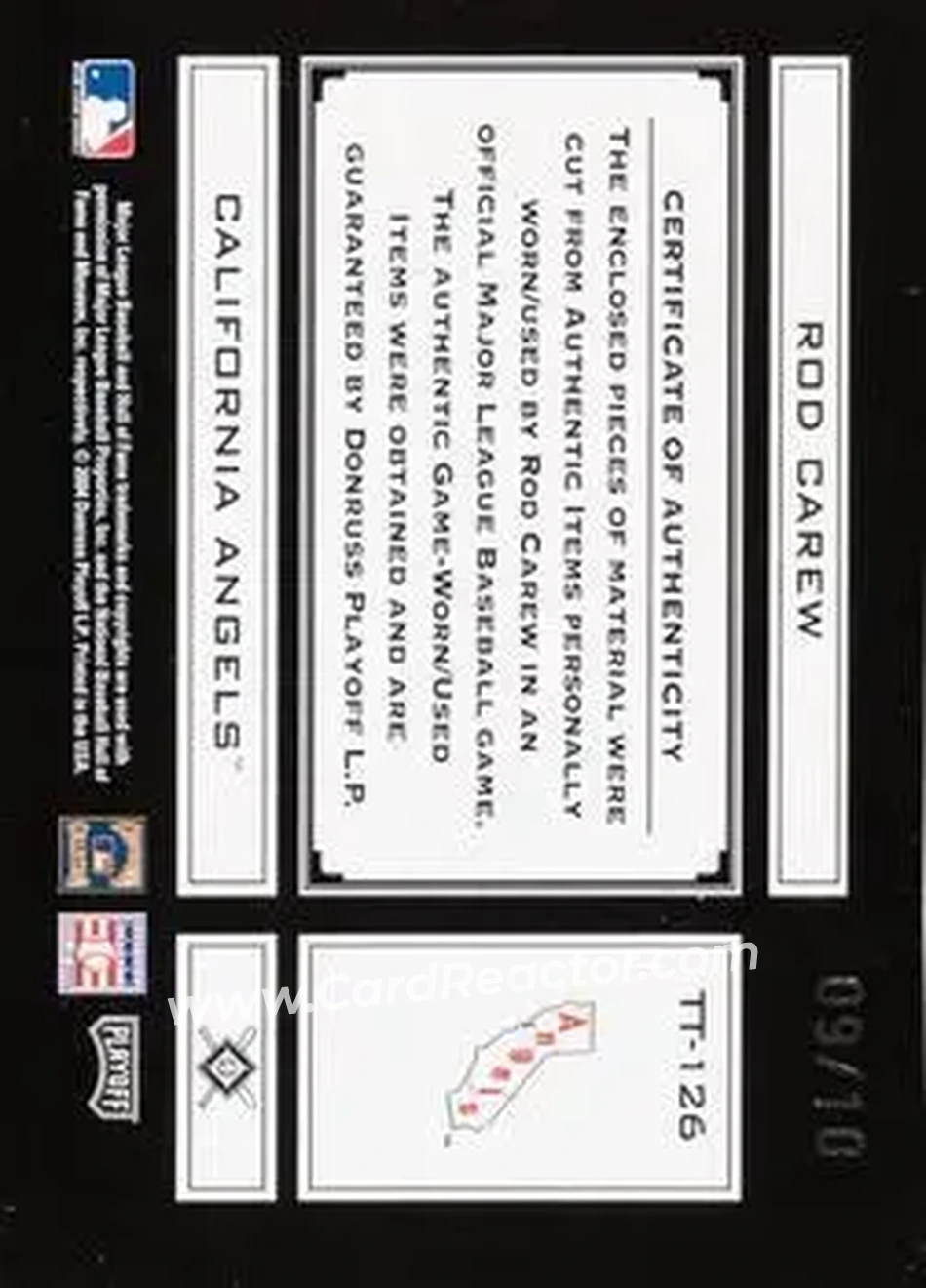 2004 Playoff Absolute Memorabilia - Tools of the Trade Material Trio PS #TT-126 - Rod Carew - California Angels - Back