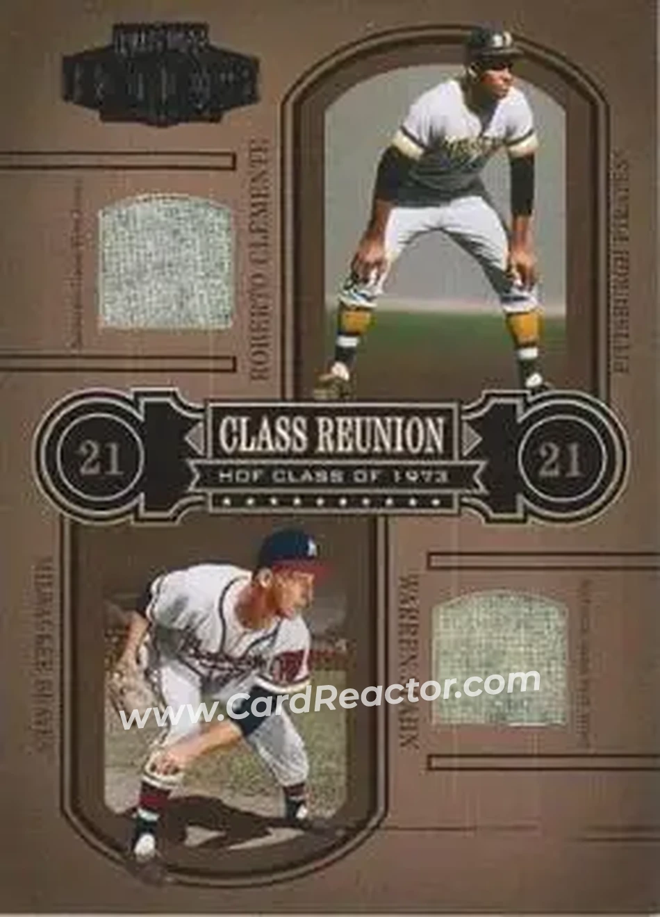 2004 Playoff Honors - Class Reunion Material #CR-10 - Roberto Clemente - Warren Spahn - Front