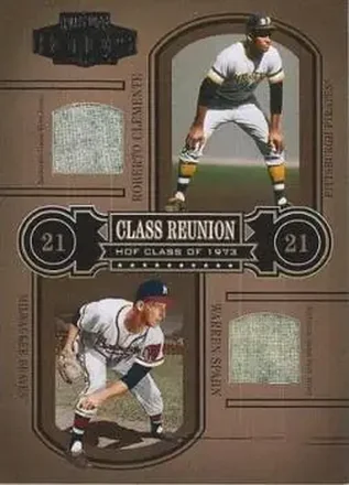 2004 Playoff Honors #CR-10 Class Reunion Material Roberto Clemente - Warren Spahn