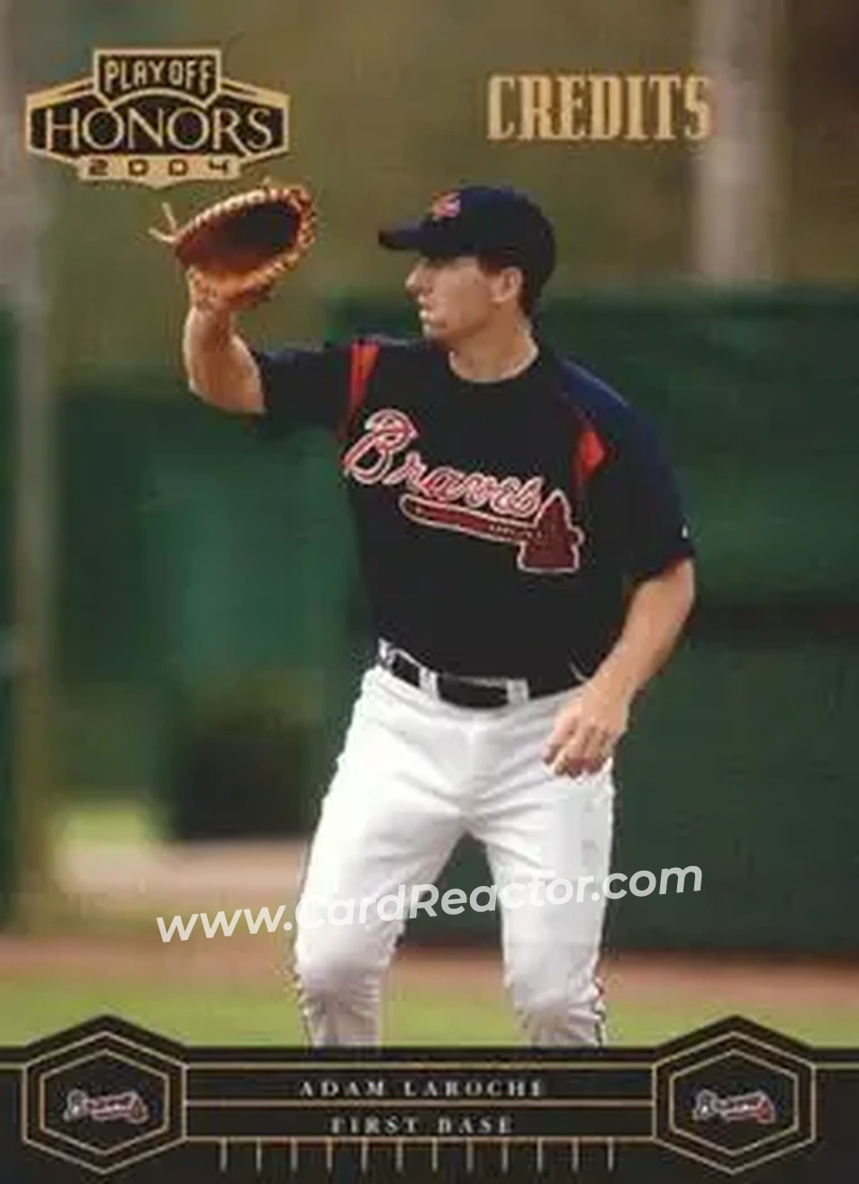 2004 Playoff Honors - Credits Bronze #15 - Adam LaRoche - Atlanta Braves - Front