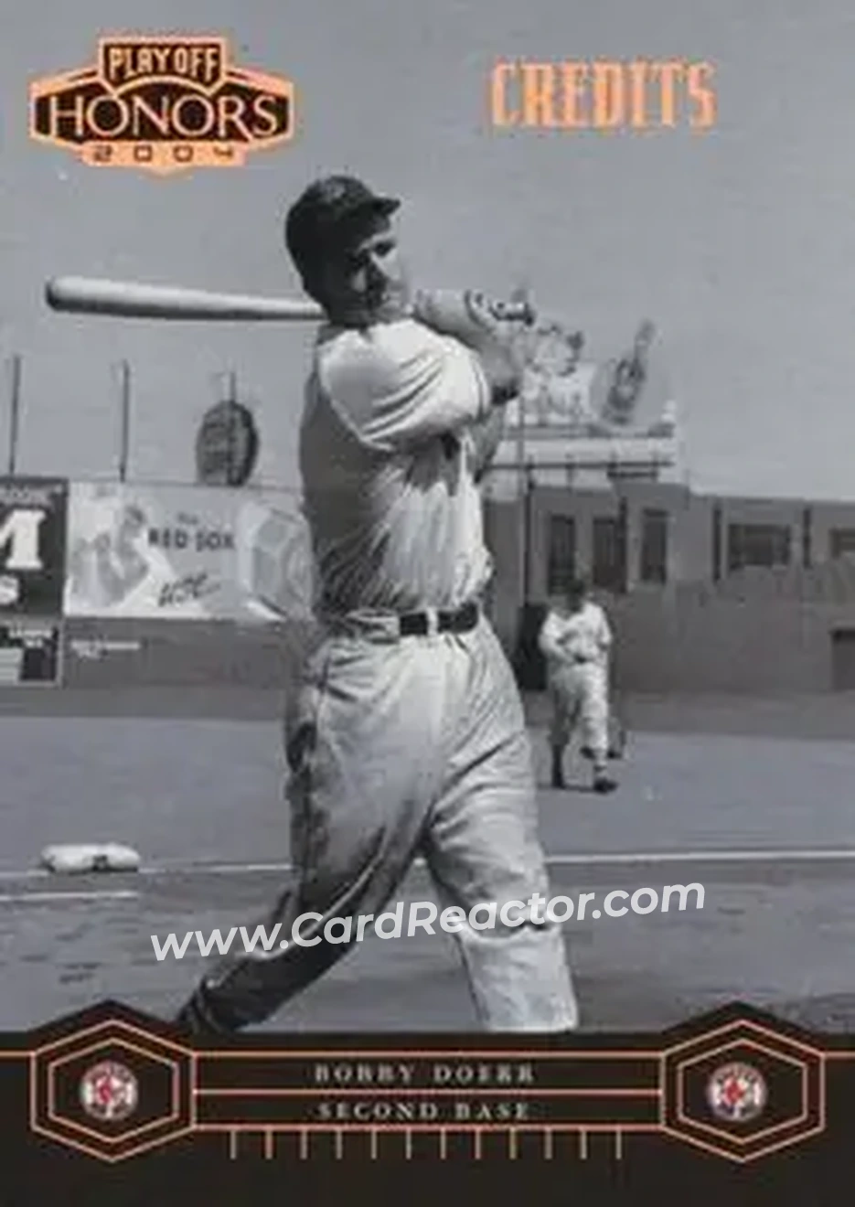 2004 Playoff Honors - Credits Bronze #33 - Bobby Doerr - Boston Red Sox - Front