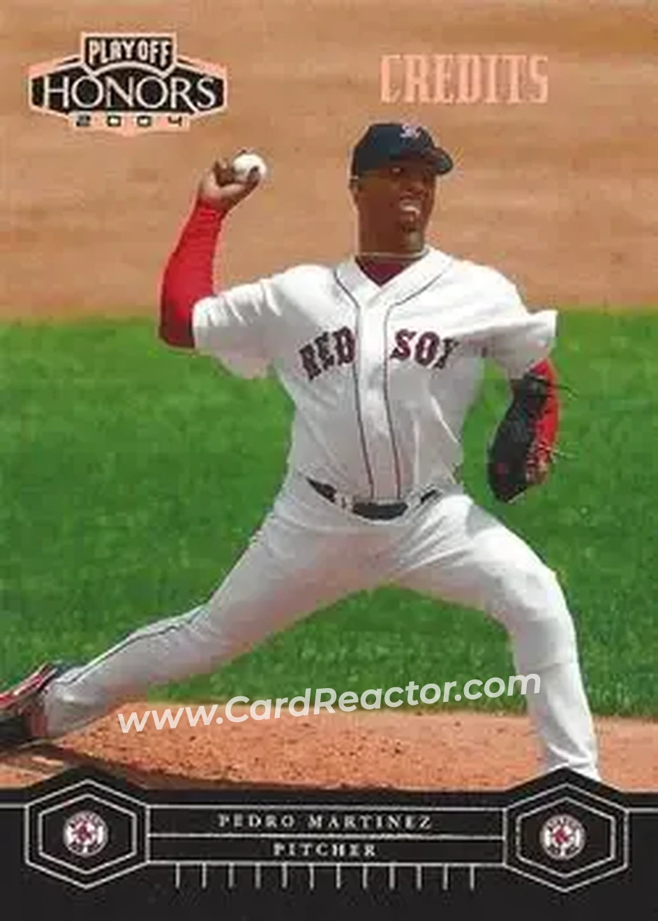2004 Playoff Honors - Credits Bronze #40 - Pedro Martinez - Boston Red Sox - Front 2004 Playoff Honors - Credits Bronze #40 - Pedro Martinez - Boston Red Sox - Front