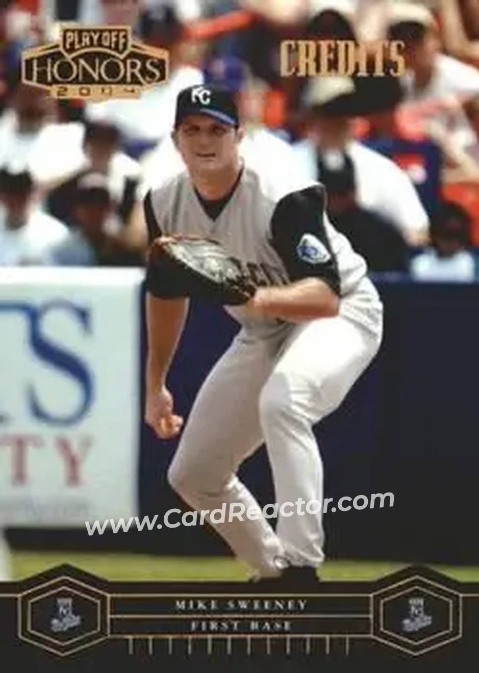 2004 Playoff Honors - Credits Bronze #100 - Mike Sweeney - Kansas City Royals - Front 2004 Playoff Honors - Credits Bronze #100 - Mike Sweeney - Kansas City Royals - Front