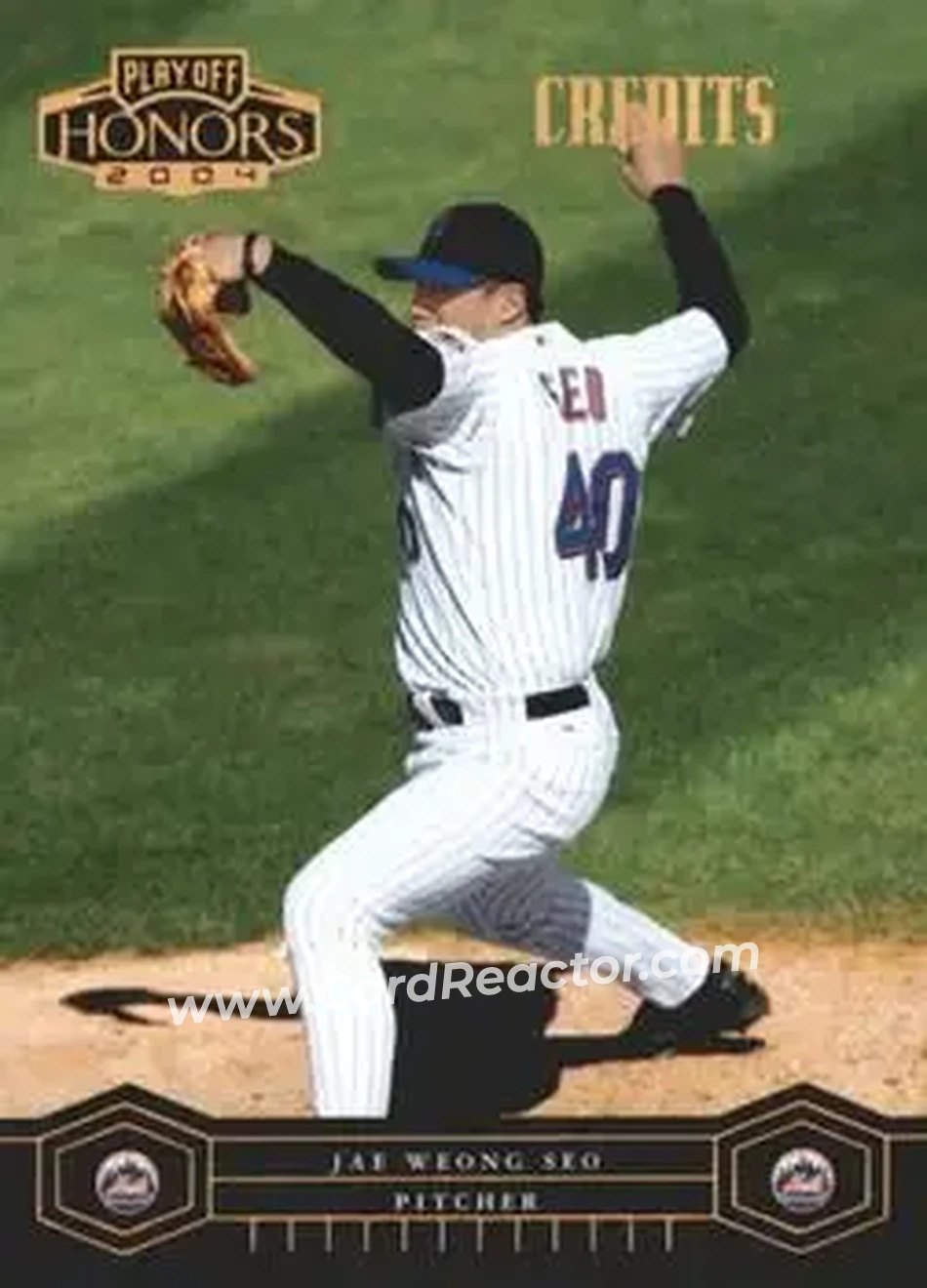 2004 Playoff Honors - Credits Bronze #124 - Jae Seo - New York Mets - Front 2004 Playoff Honors - Credits Bronze #124 - Jae Seo - New York Mets - Front