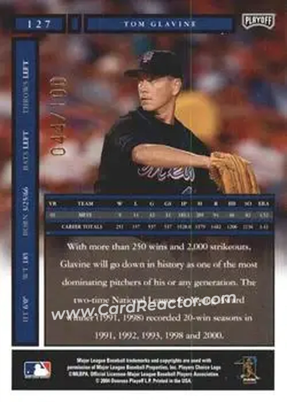2004 Playoff Honors - Credits Bronze #127 - Tom Glavine - New York Mets - Back 2004 Playoff Honors - Credits Bronze #127 - Tom Glavine - New York Mets - Back