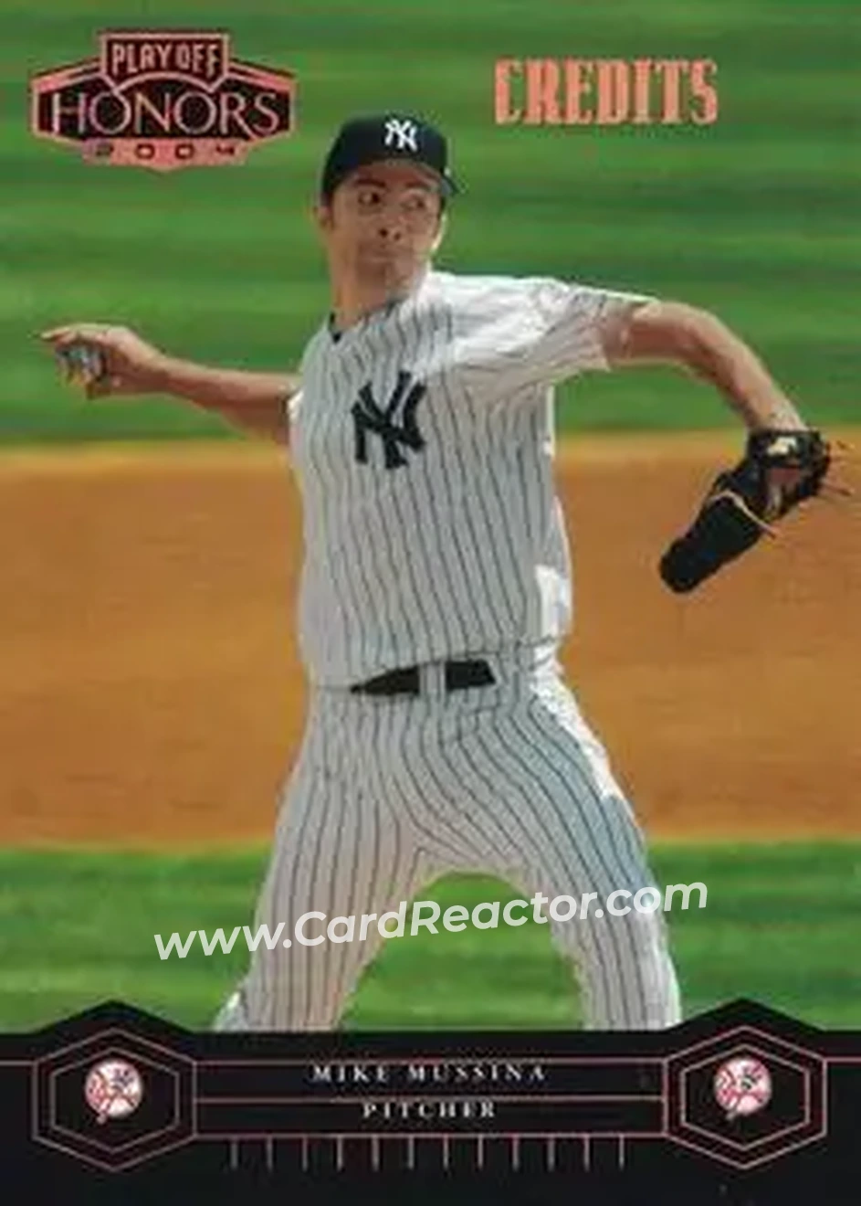 2004 Playoff Honors - Credits Bronze #141 - Mike Mussina - New York Yankees - Front