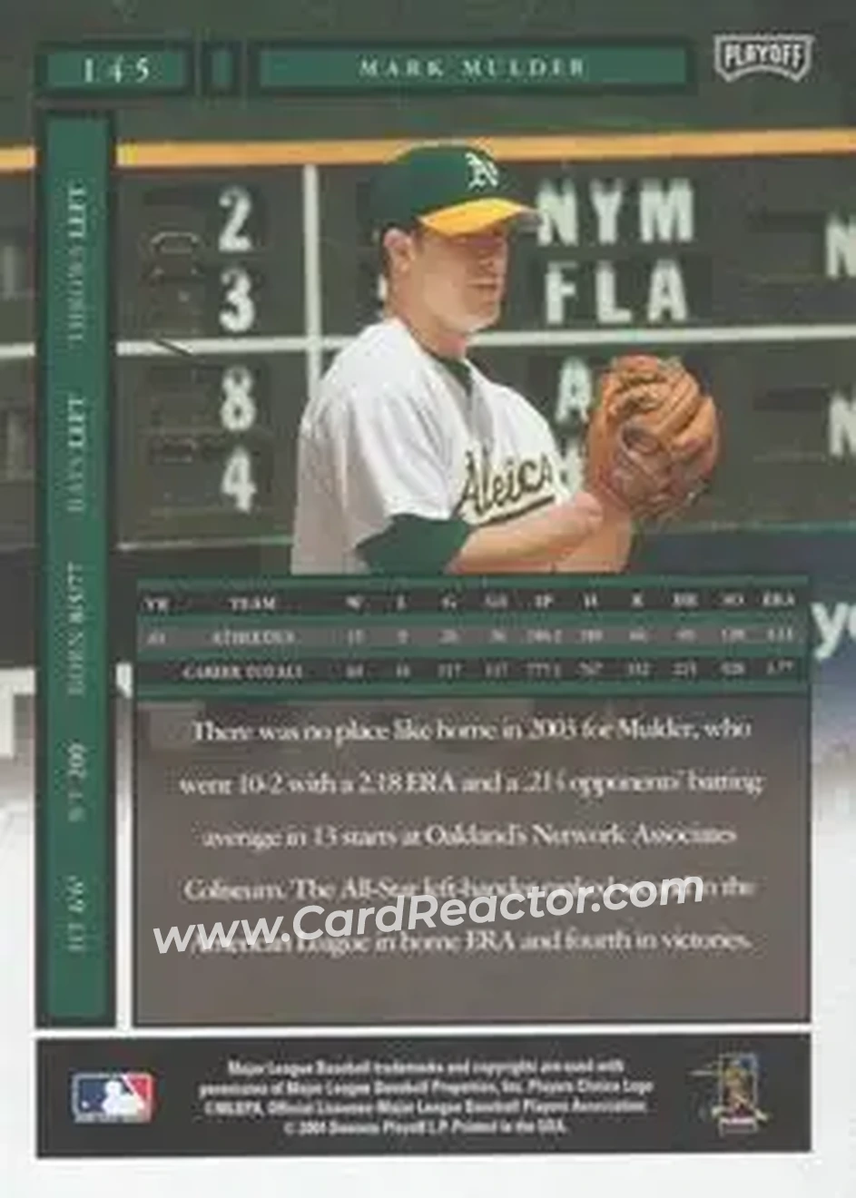 2004 Playoff Honors - Credits Bronze #145 - Mark Mulder - Oakland Athletics - Back