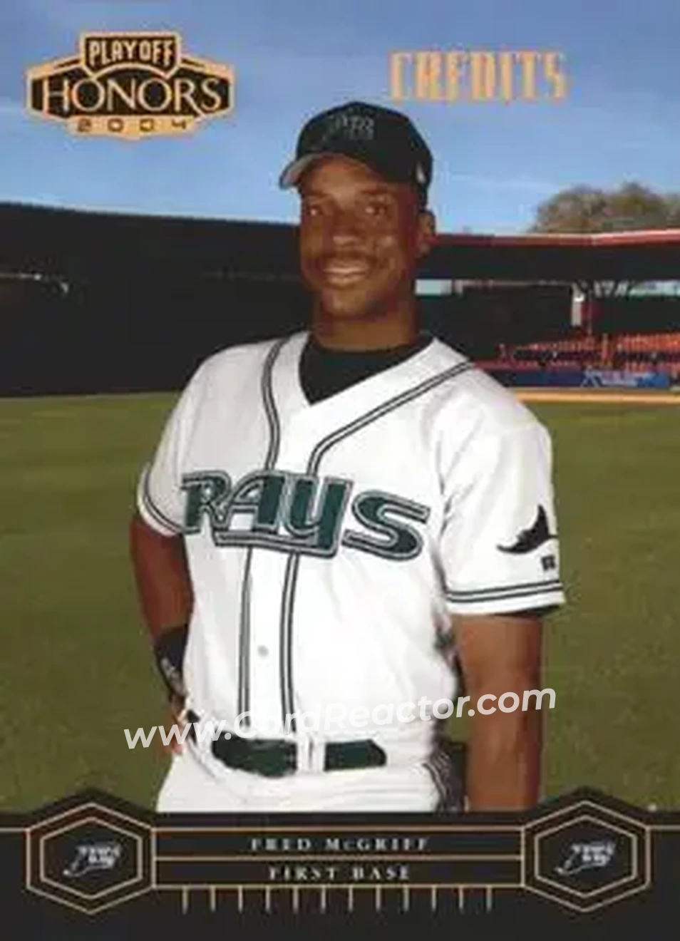 2004 Playoff Honors - Credits Bronze #187 - Fred McGriff - Tampa Bay Devil Rays - Front