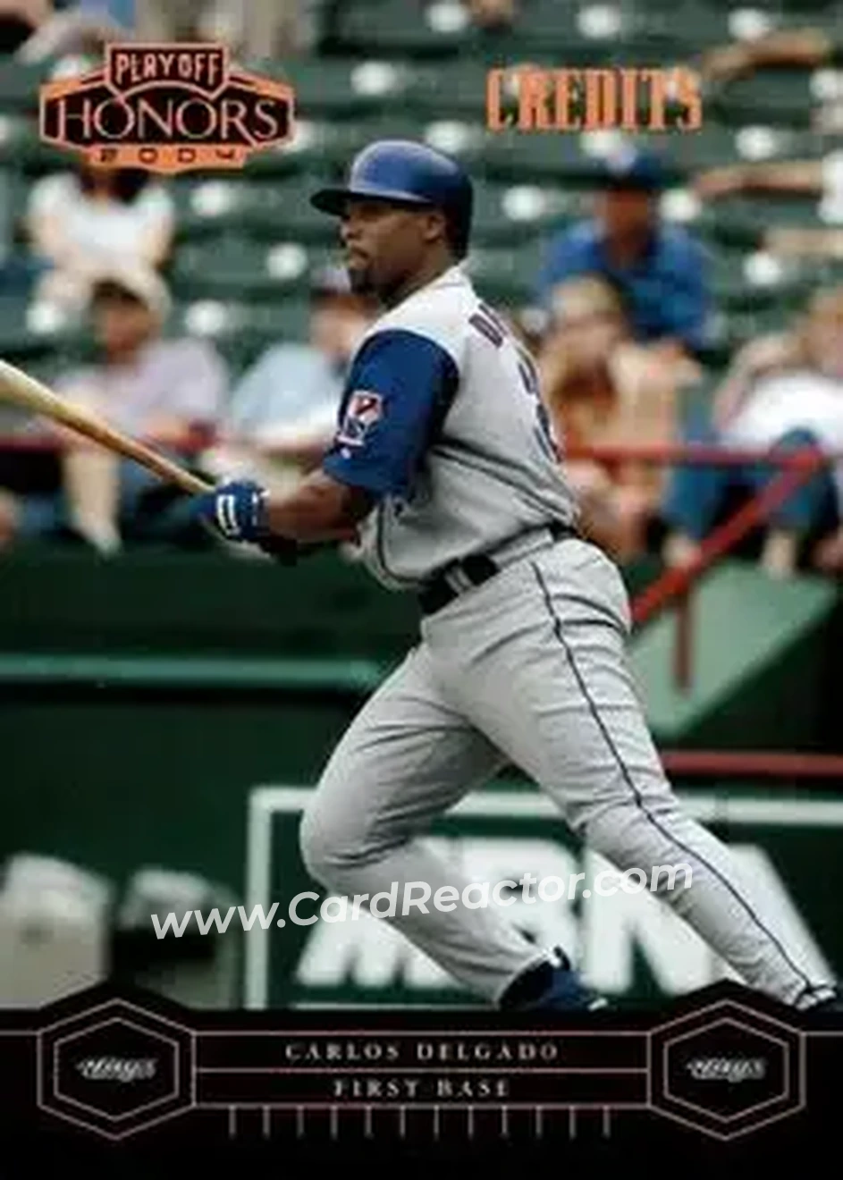 2004 Playoff Honors - Credits Bronze #194 - Carlos Delgado - Toronto Blue Jays - Front