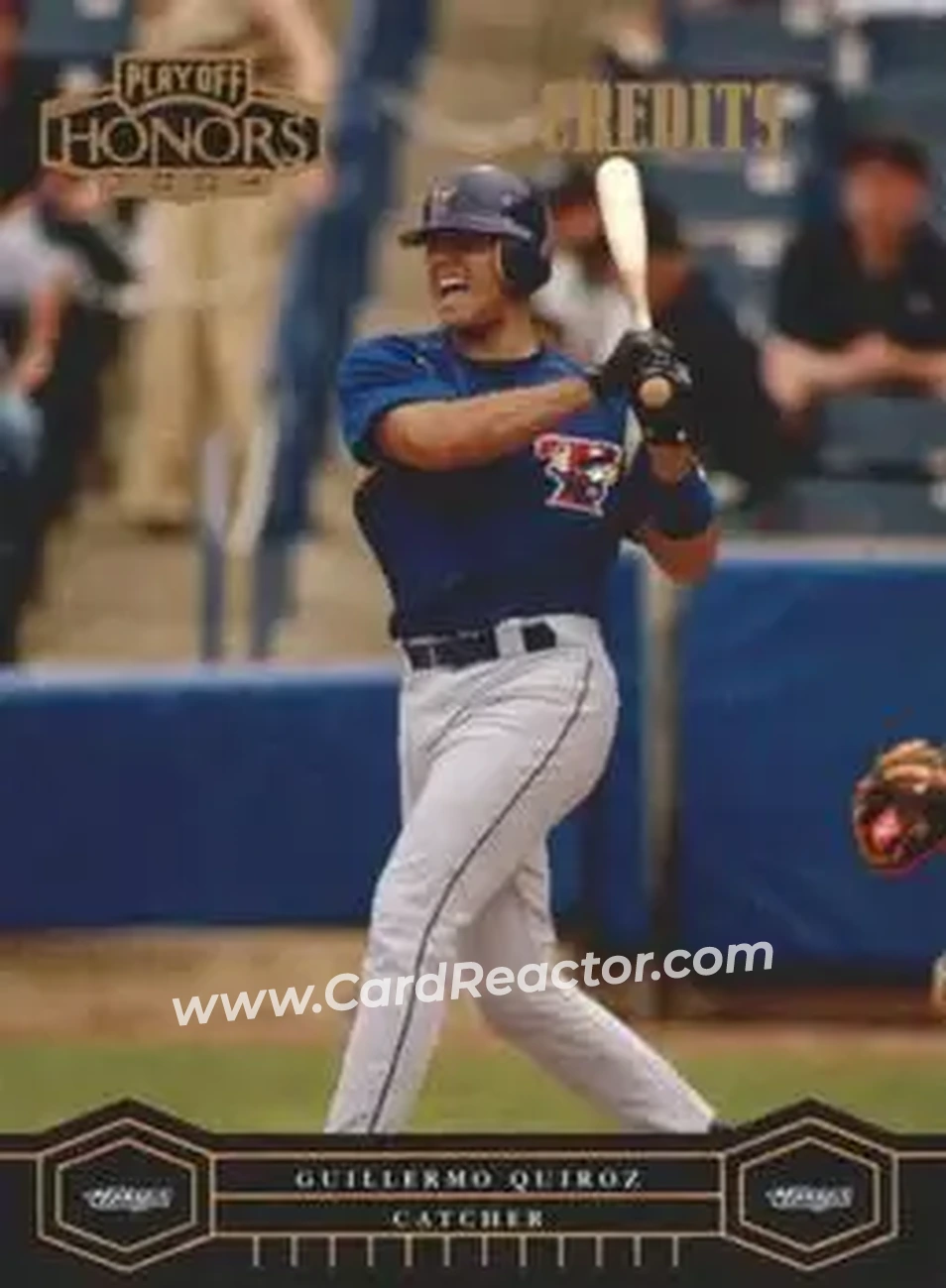 2004 Playoff Honors - Credits Bronze #196 - Guillermo Quiroz - Toronto Blue Jays - Front