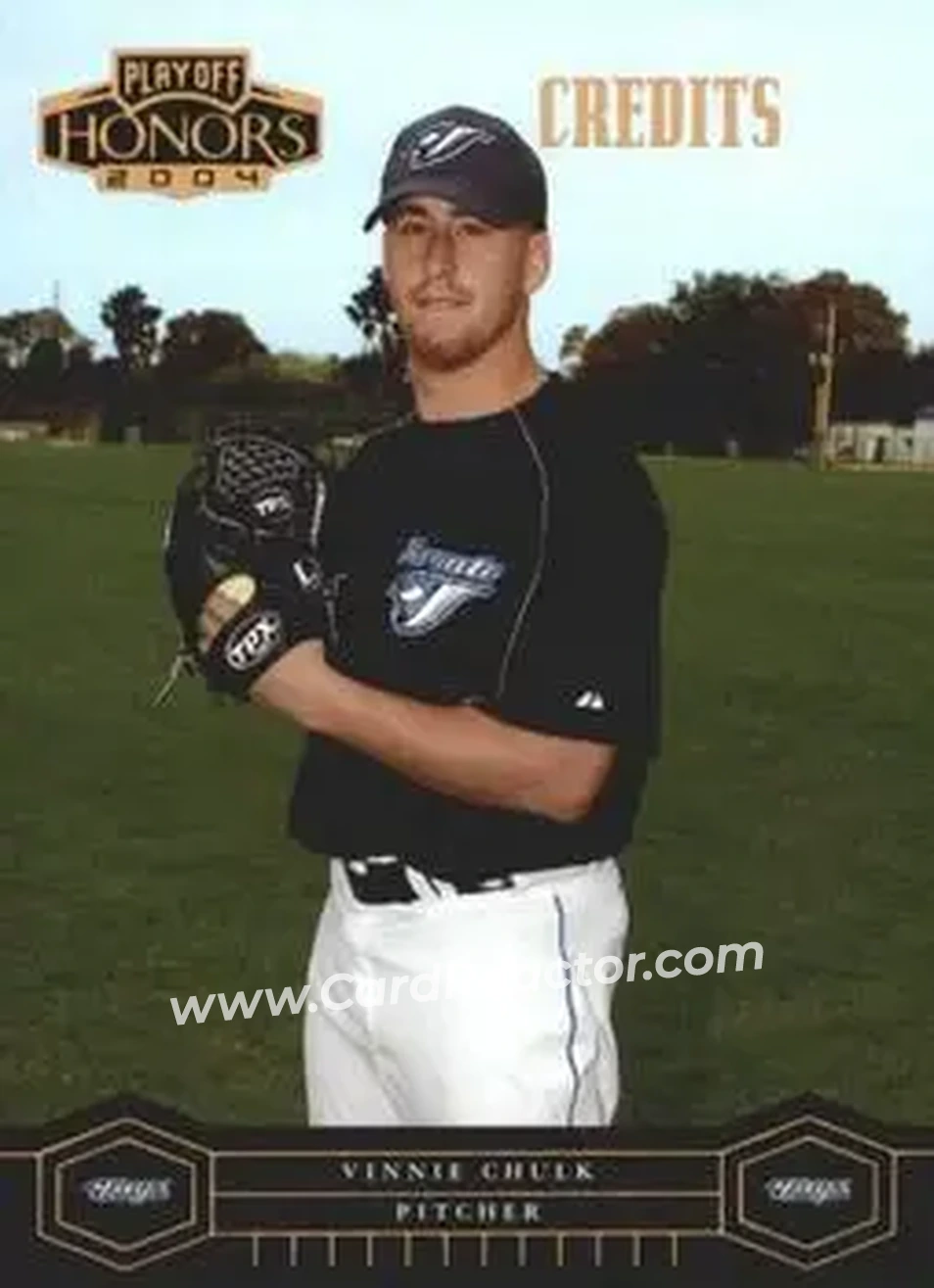 2004 Playoff Honors - Credits Bronze #200 - Vinnie Chulk - Toronto Blue Jays - Front 2004 Playoff Honors - Credits Bronze #200 - Vinnie Chulk - Toronto Blue Jays - Front