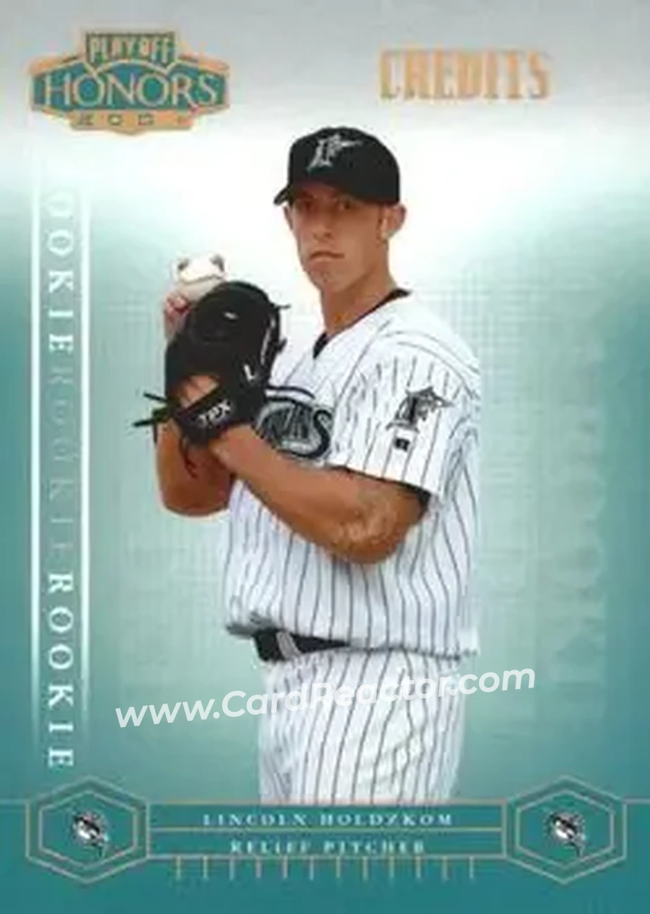 2004 Playoff Honors - Credits Bronze #207 - Lincoln Holdzkom - Florida Marlins - Front 2004 Playoff Honors - Credits Bronze #207 - Lincoln Holdzkom - Florida Marlins - Front