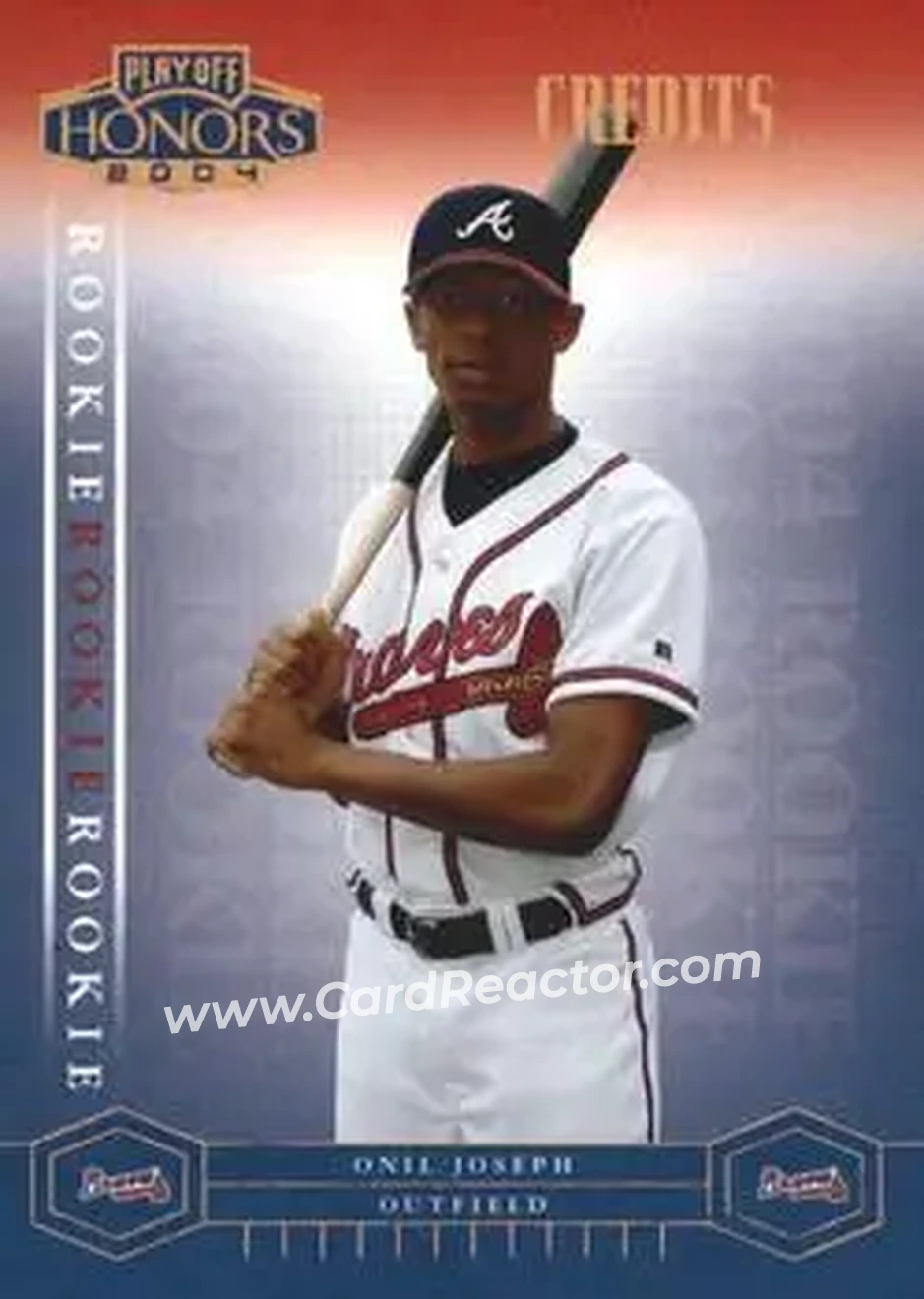 2004 Playoff Honors - Credits Bronze #212 - Onil Joseph - Atlanta Braves - Front