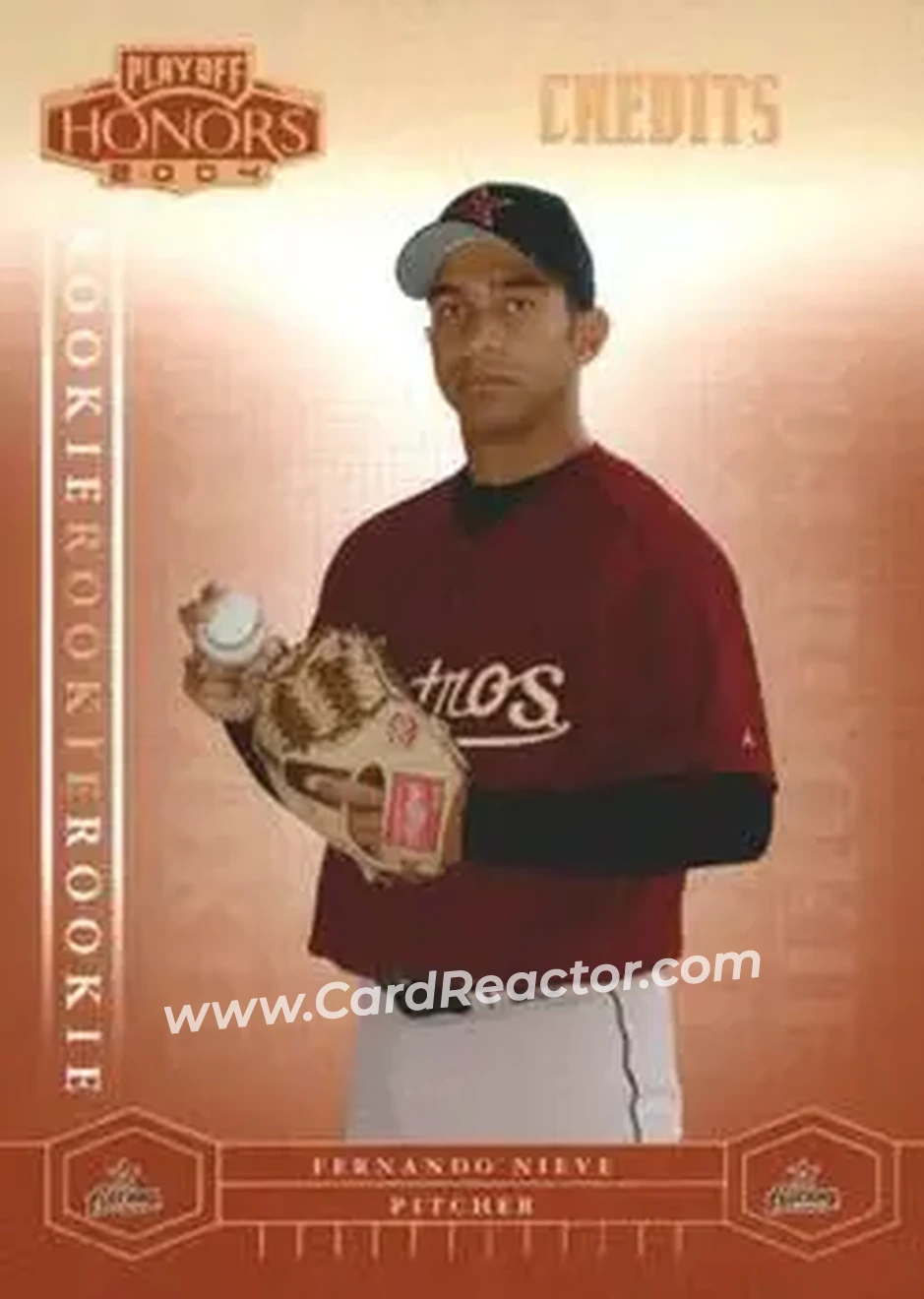 2004 Playoff Honors - Credits Bronze #230 - Fernando Nieve - Houston Astros - Front