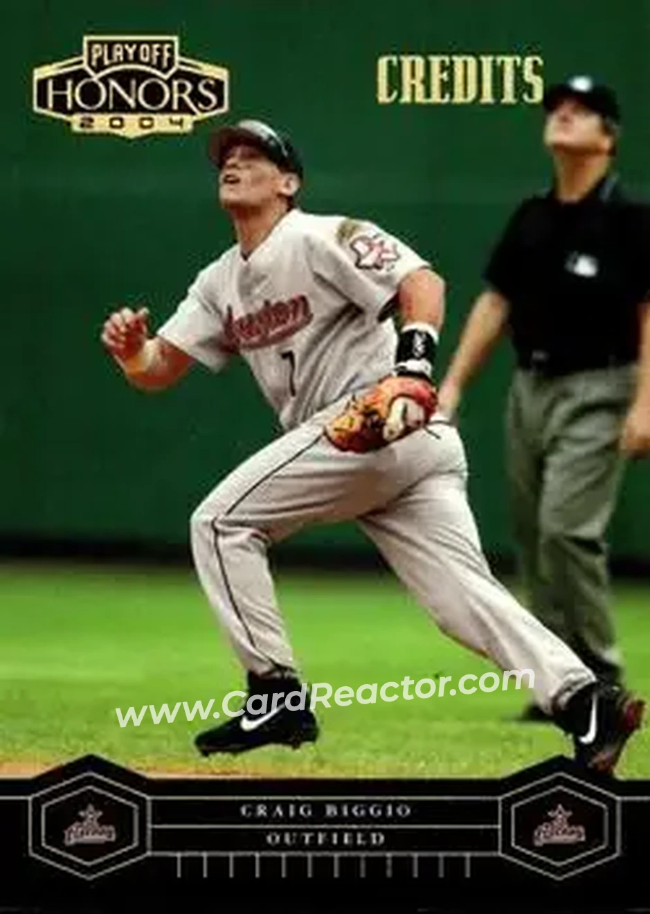 2004 Playoff Honors - Credits Gold #87 - Craig Biggio - Houston Astros - Front 2004 Playoff Honors - Credits Gold #87 - Craig Biggio - Houston Astros - Front