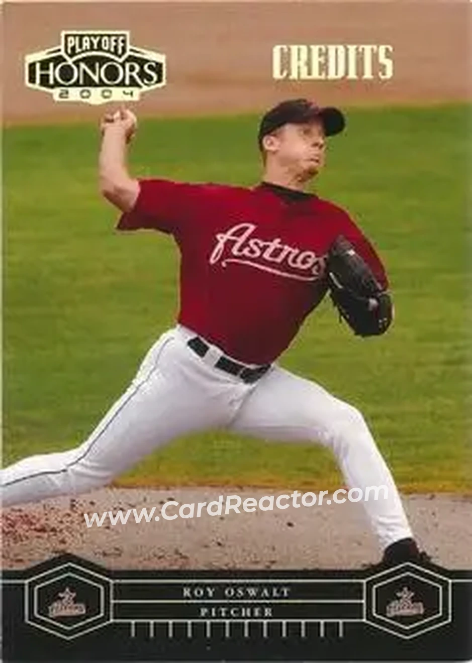 2004 Playoff Honors - Credits Gold #94 - Roy Oswalt - Houston Astros - Front